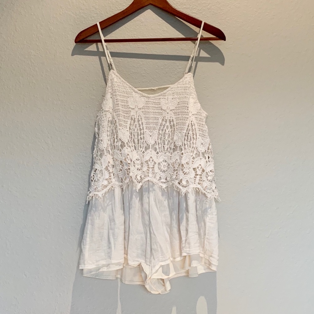American Eagle Outfitters White Crochet Romper